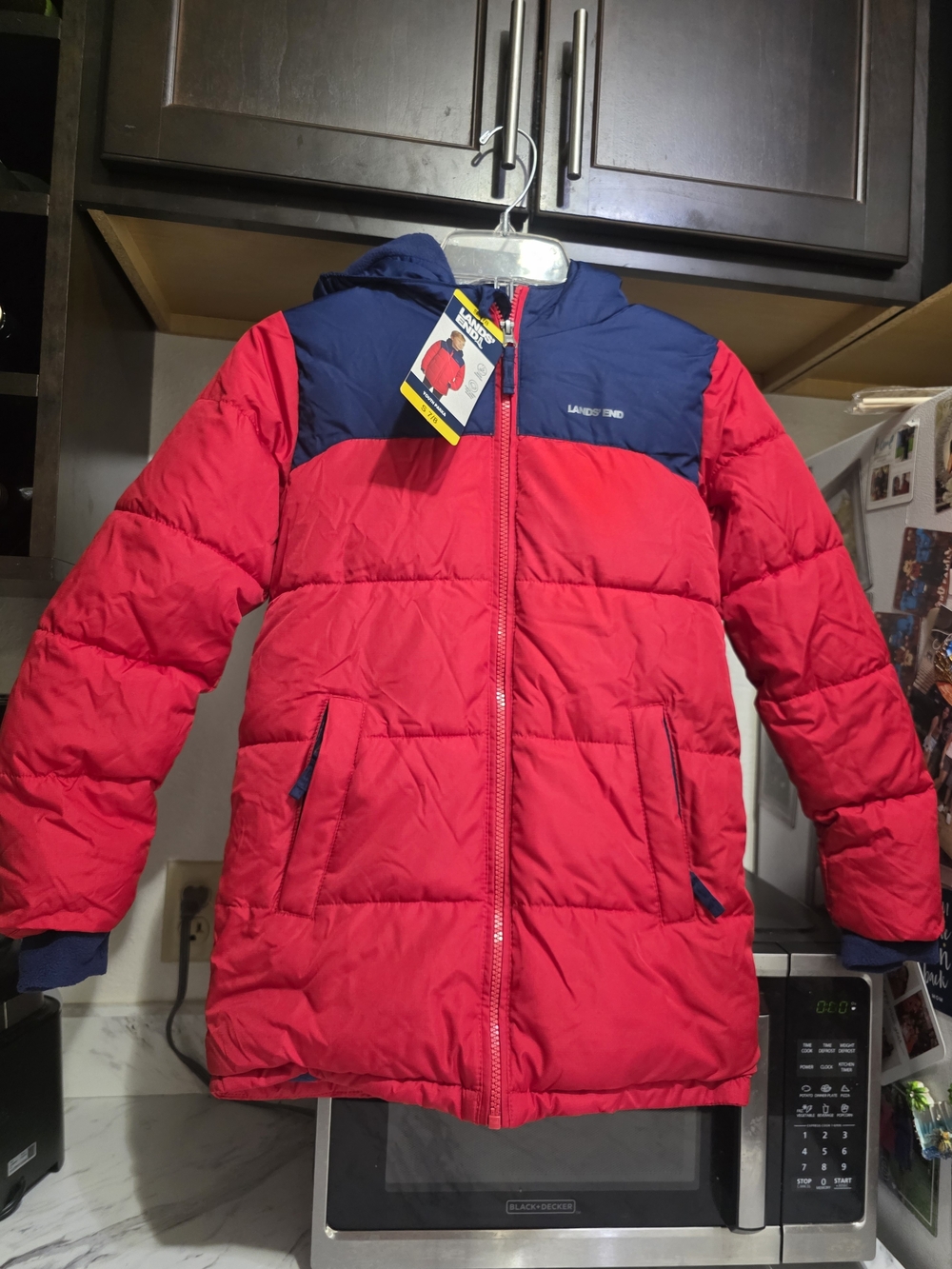 Lands End Kids  Puffer Jacket with Hood  Boy 7/8